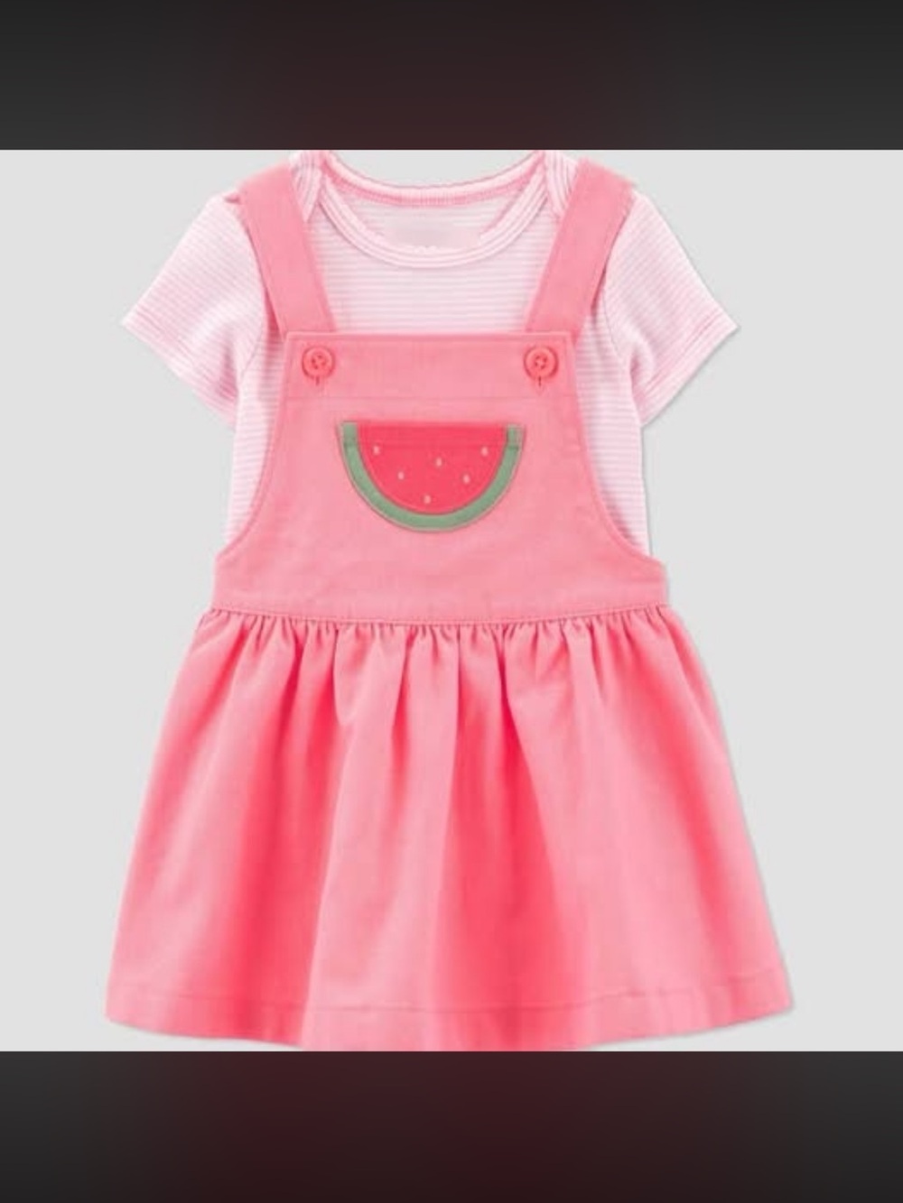 Carters Pink Watermelon Overall Dress two piece